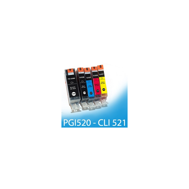 Canon CLI-521 Bk, C,M,Y + PGI-520Bk multipack kompatibilní cartridge